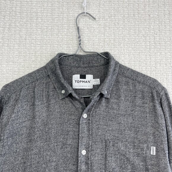 Topman Men's Sz M Heather Charcoal Grey Button-Up Dress Shirt Lumberjack - Picture 2 of 12